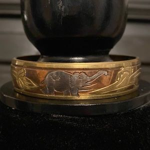 #2- Vintage from India solid Brass Bracelet Elephant Design 1980s